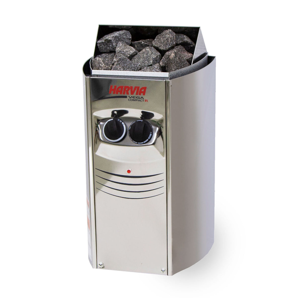 Front view of the Harvia Vega 1.9kW electric sauna heater with control dials