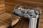Close-up of the Harvia logo on the Harvia Club K10G 10kW Sauna Heater