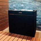 Harvia Virta Pro HL200E 20kW Sauna Heater in a sauna with wooden floor and wall