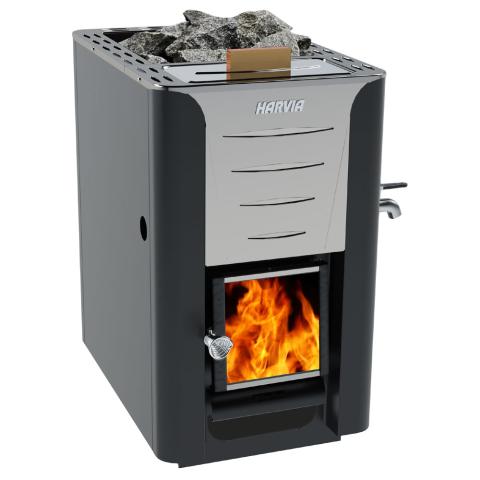 Harvia Pro 20 24kW wood-burning sauna stove with water tank, view 1