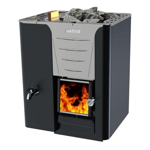 Harvia Pro 20 24kW wood-burning sauna stove with water tank, view 2