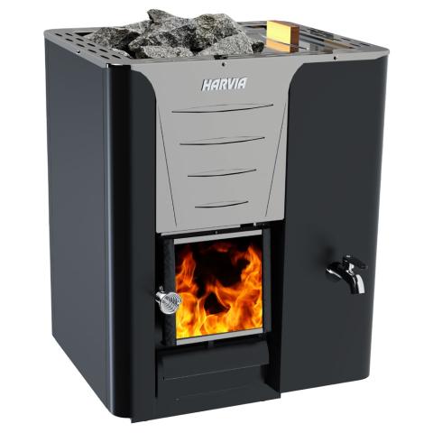 Harvia Pro 20 24kW wood-burning sauna stove with water tank, view 3