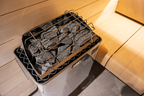 Top view of the Harvia KIP 8kW Sauna Heater with sauna stones