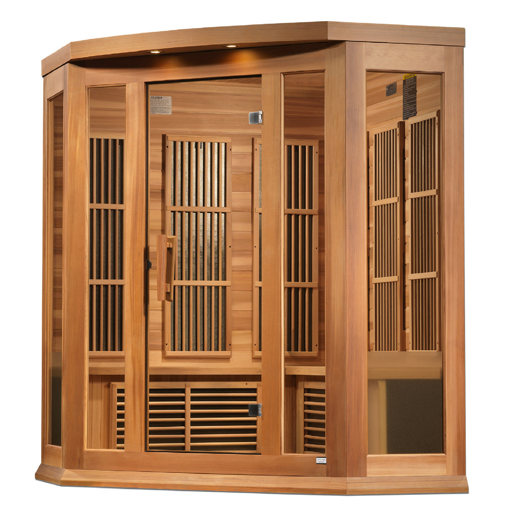 Maxxus 3-Person Canadian Red Cedar Corner Indoor Infrared Sauna (Low EMF)
