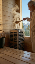 Heater and window inside the Dundalk CT Palmer 4-Person Outdoor Cabin Sauna