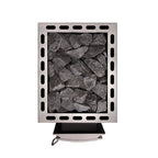 Top view of the stone compartment filled with sauna stones on the Narvi 30 24kW wood burning sauna stove
