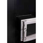 Close-up of the stainless steel door on the side of the Narvi 30 24kW wood burning sauna stove