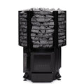 Narvi Inari 16kW wood burning sauna stove with stone cage full of sauna stones