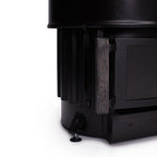 Close-up of the base and door of the Narvi Luosto 16kW wood burning sauna stove