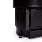 Close-up of the base and door of the Narvi Luosto 16kW wood burning sauna stove