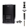 Narvi NC 24 17kW wood fired sauna heater with glass door and ash drawer, chimney kit and sauna stones