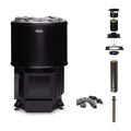 Narvi Luosto 16kW black wood burning sauna stove with chimney kit and sauna stones