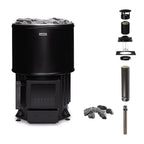 Narvi Luosto 16kW black wood burning sauna stove with chimney kit and sauna stones