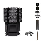 Narvi Inari 16kW wood burning sauna stove with stone cage, chimney kit and sauna stones