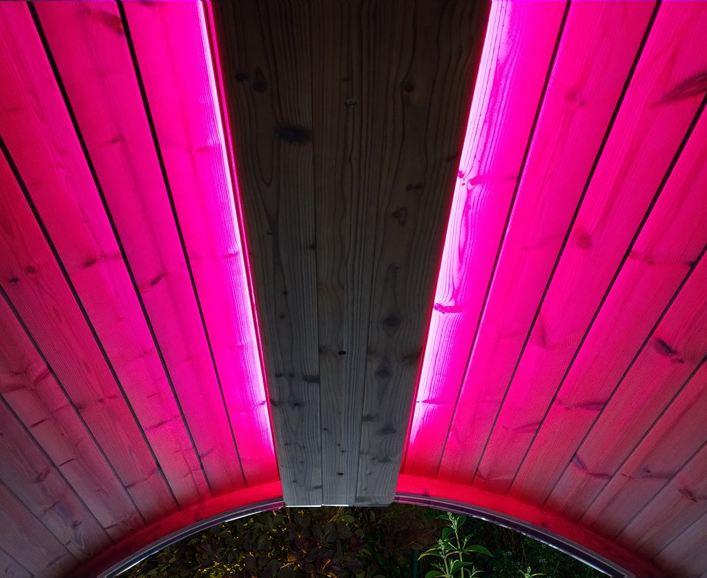 SaunaLife E-Mood colour LED light system for Ergo barrel saunas, fuchsia light