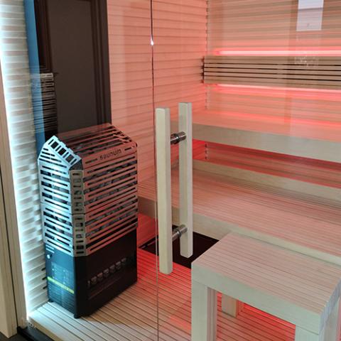 Saunum Air 5 5kW sauna heater in stainless steel, view 4
