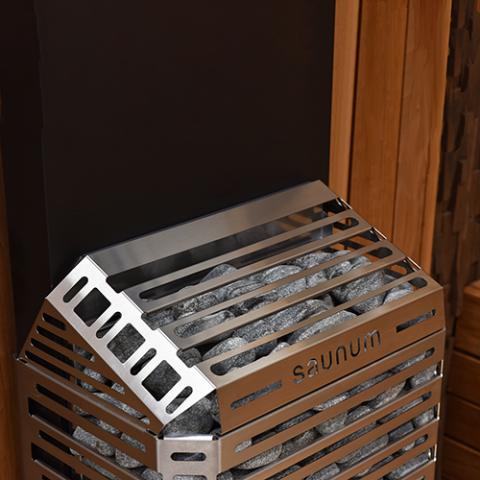 Saunum Air 5 5kW sauna heater in stainless steel, view 5