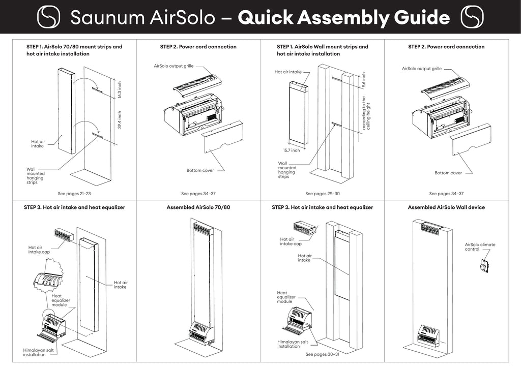 Quick assembly guide for the Saunum AirSolo 80 sauna temperature and steam equalizer
