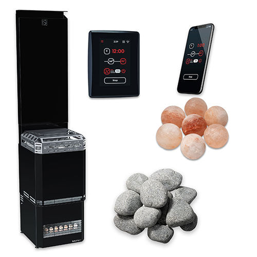 Saunum Air L 13 13kW sauna heater package with AirIQ WiFi control and sauna stones, view 1