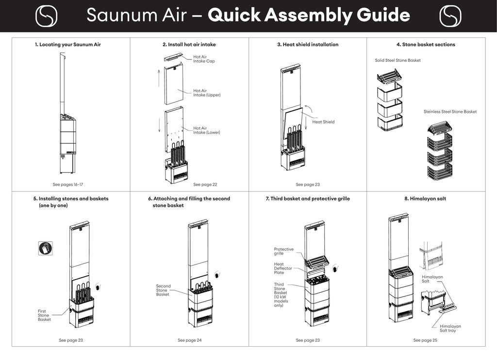 Quick assembly guide for the Saunum Air 7 7kW sauna heater
