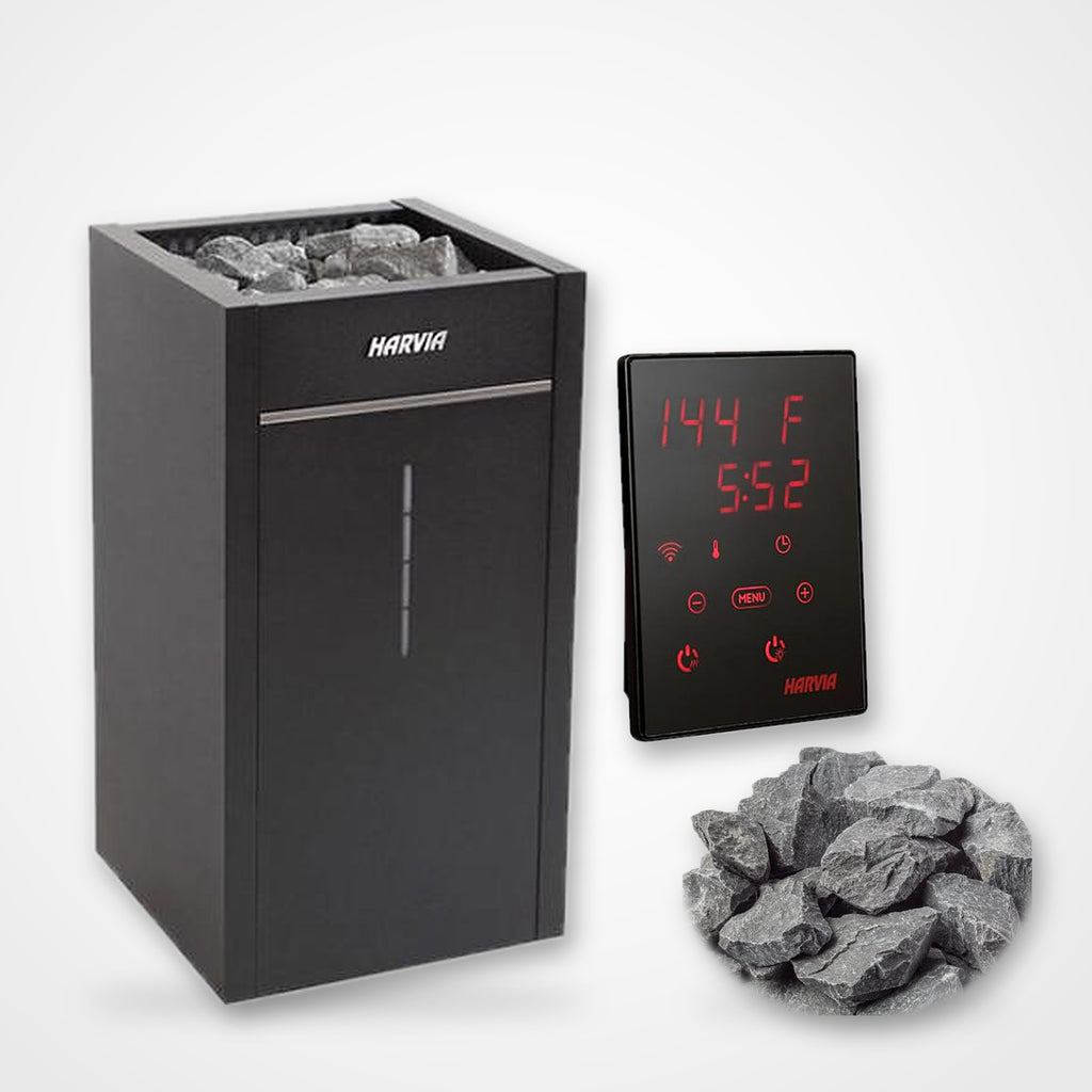 Harvia Virta Combi HL110SA 10.5kW electric sauna heater and steamer with Xenio control panel and sauna stones