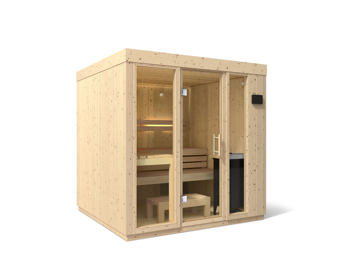 Kohler C1 Series 5-person Indoor Sauna in Scandinavian Spruce with floor kit