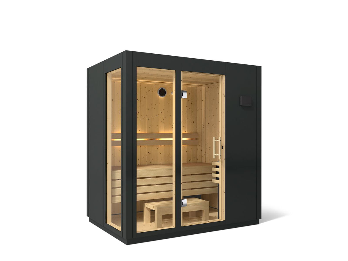 Kohler C1 Series 3-person Indoor Sauna in Graphite Grey with floor kit