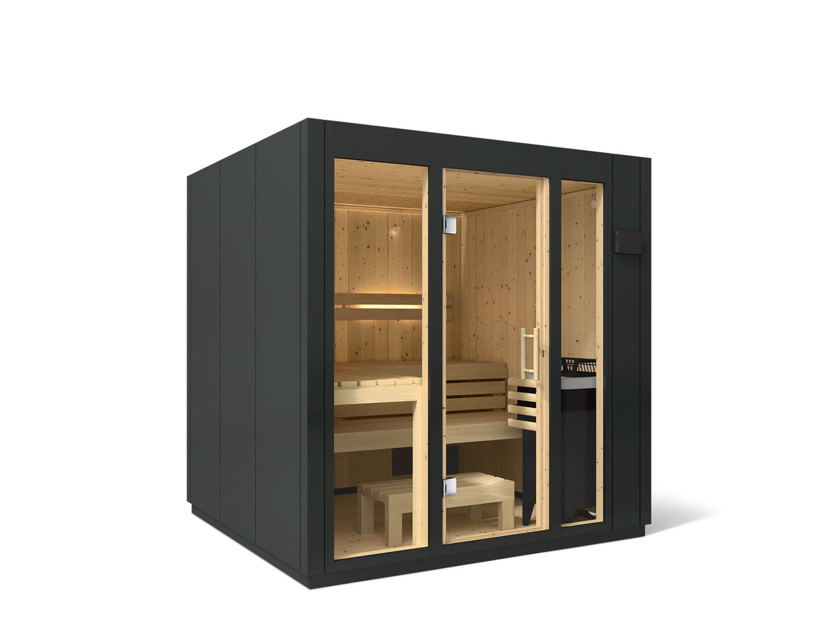 Kohler C1 Series 5-person Indoor Sauna in Graphite Grey with floor kit