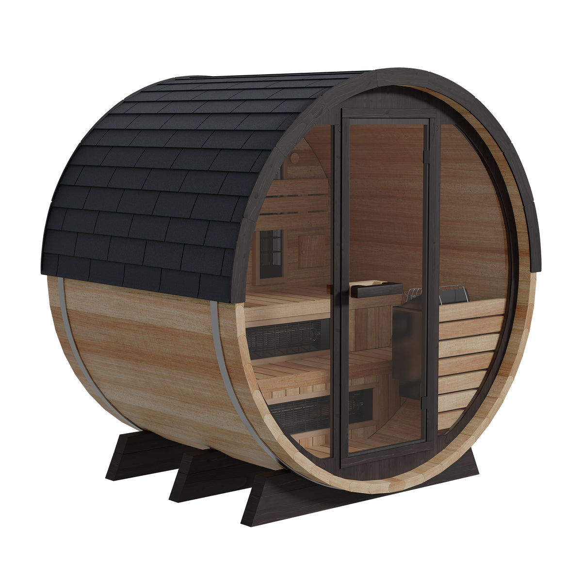 Finnmark FD-7 Thermo-Aspen barrel sauna, left side view