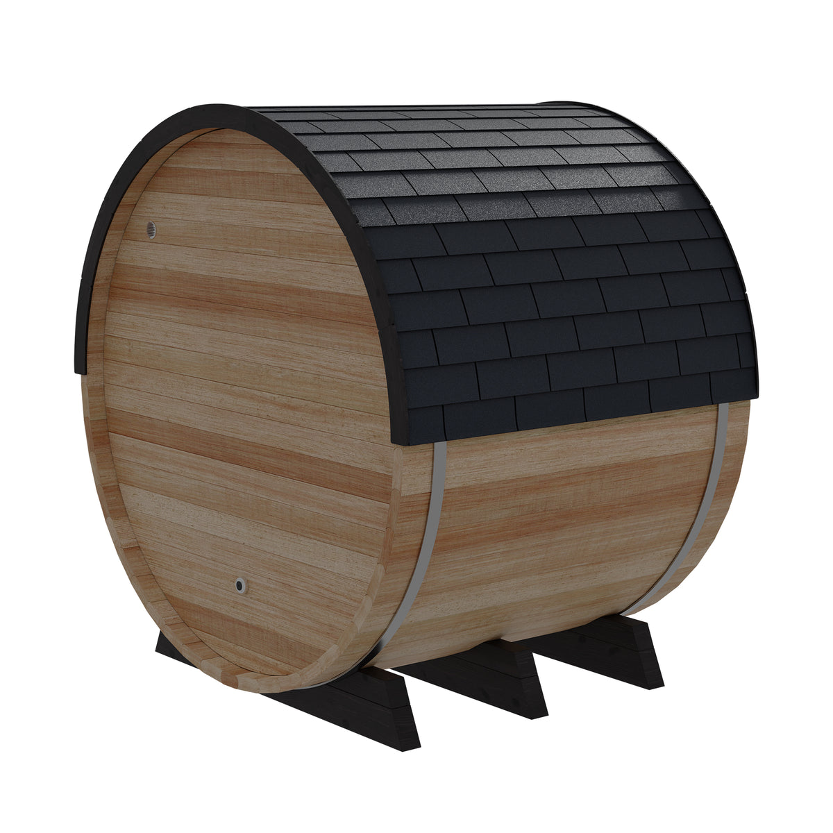 Finnmark FD-7 Thermo-Aspen barrel sauna, rear side angle