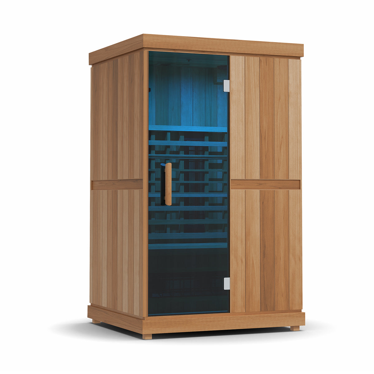 Finnmark FD-2 infrared sauna with blue chromotherapy light