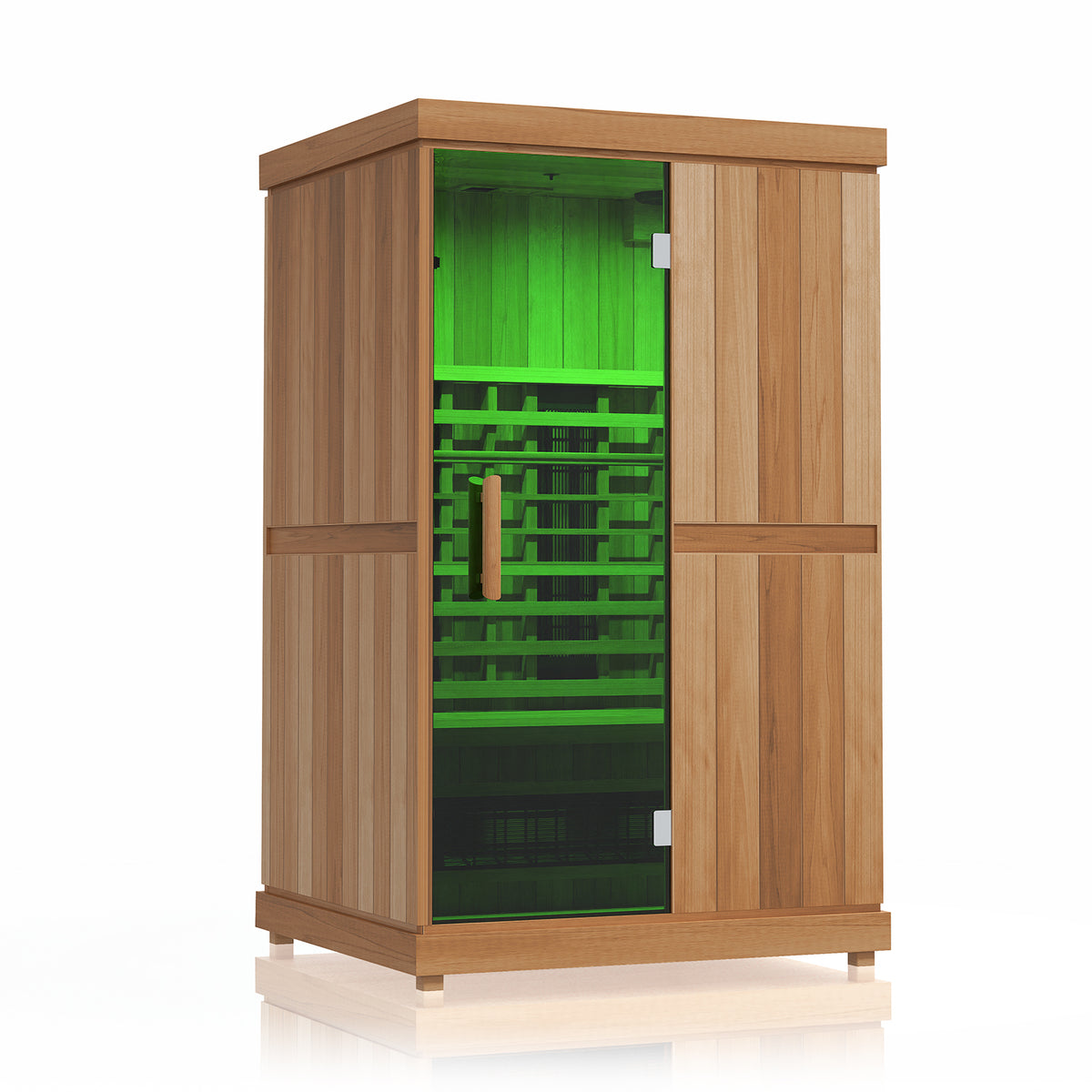 Finnmark FD-2 infrared sauna with green chromotherapy light