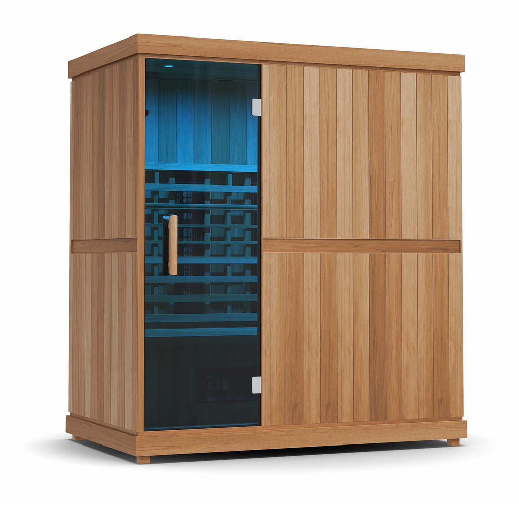 Finnmark FD-3 infrared sauna with blue chromotherapy light