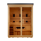 Golden Designs Carinthia Flat Roof 3-Person Outdoor Hybrid Sauna (Full Spectrum)