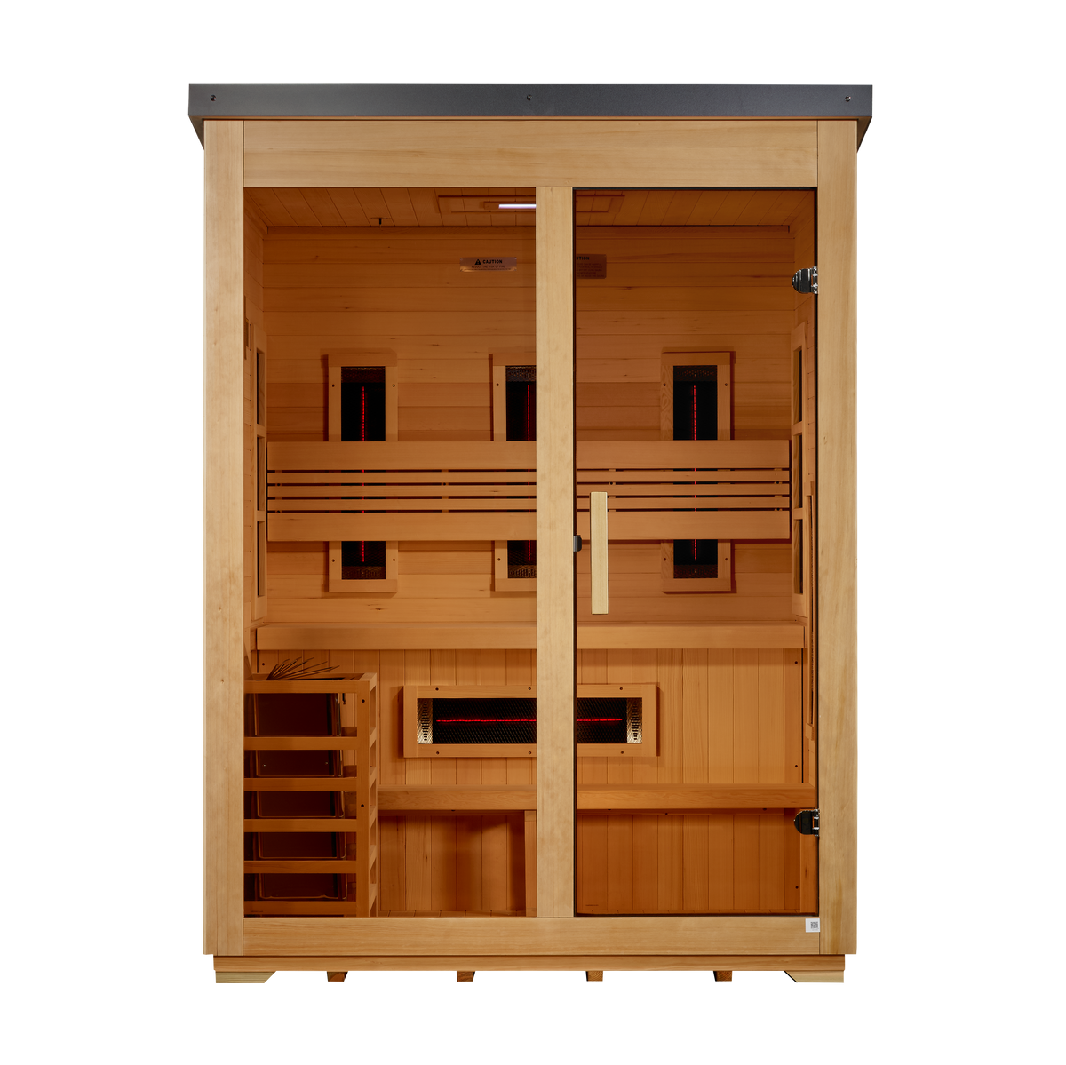Golden Designs Carinthia Flat Roof 3-Person Outdoor Hybrid Sauna (Full Spectrum)