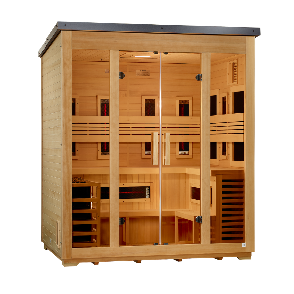 Golden Designs Gargellen Flat Roof 5-Person Outdoor Hybrid Sauna (Full Spectrum)