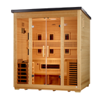 Golden Designs Gargellen Flat Roof 5-Person Outdoor Hybrid Sauna (Full Spectrum)