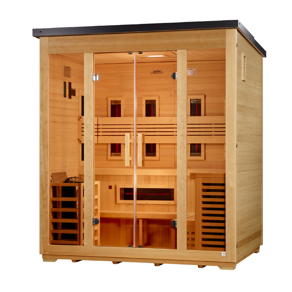 Golden Designs Gargellen Flat Roof 5-Person Outdoor Hybrid Sauna (Full Spectrum)