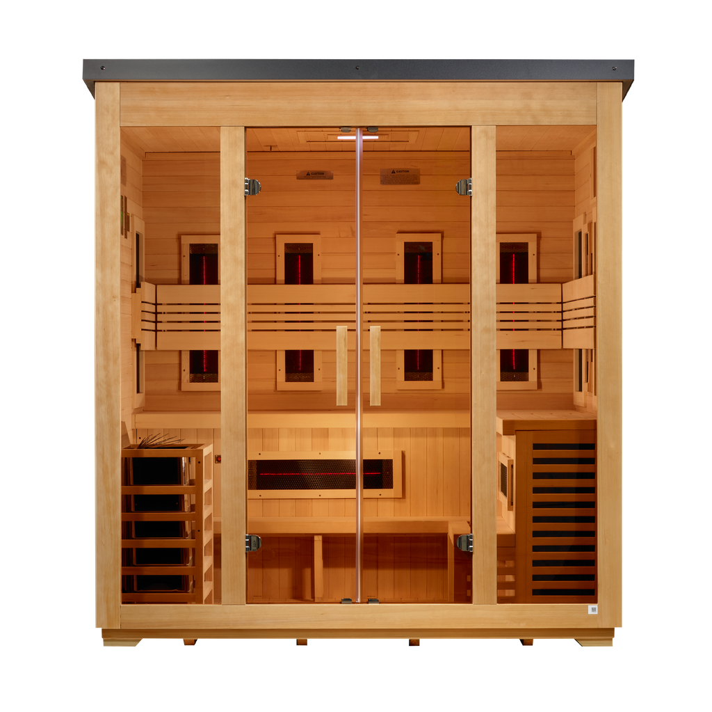 Golden Designs Gargellen Flat Roof 5-Person Outdoor Hybrid Sauna (Full Spectrum)
