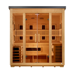 Golden Designs Gargellen Flat Roof 5-Person Outdoor Hybrid Sauna (Full Spectrum)