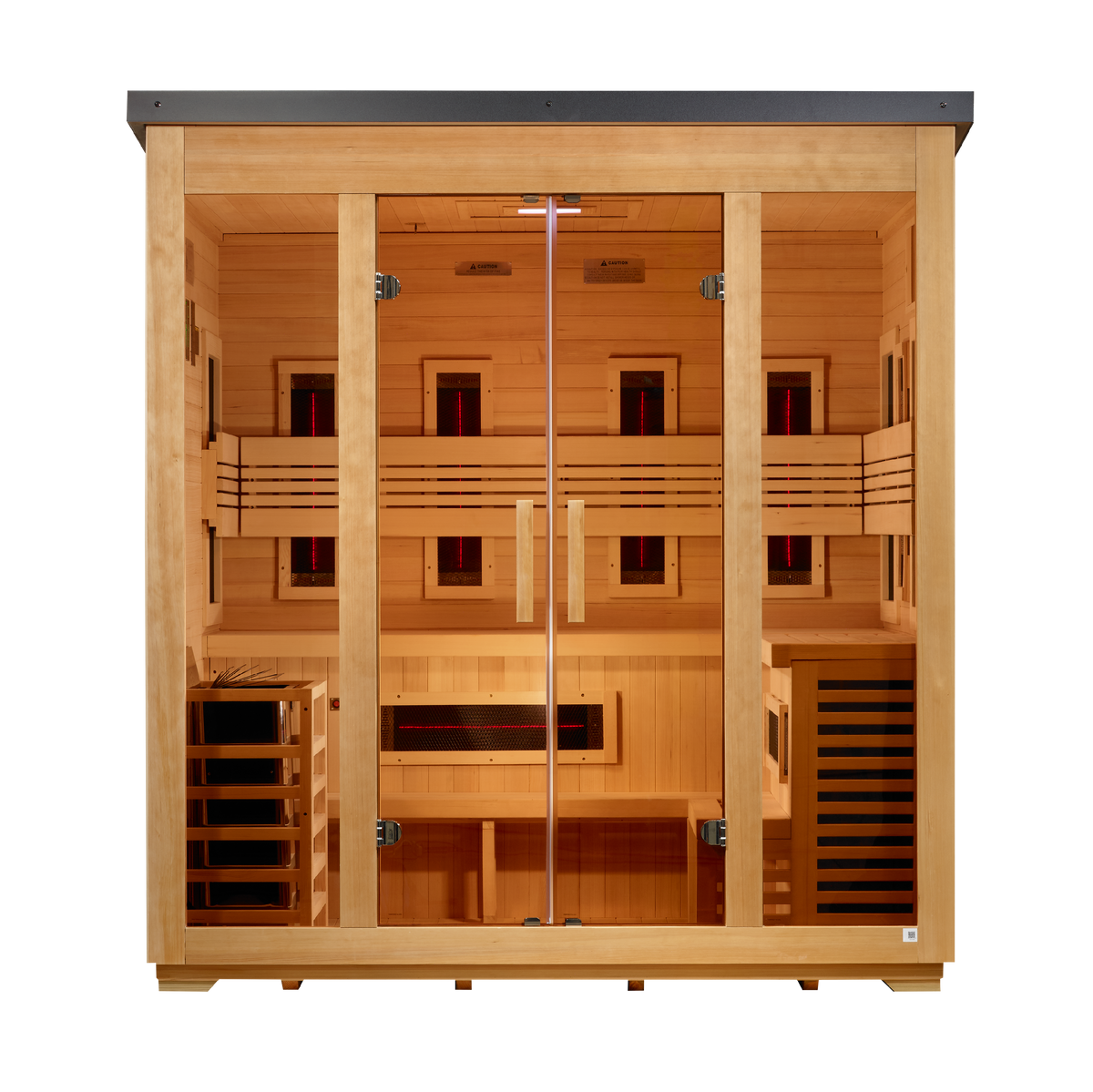 Golden Designs Gargellen Flat Roof 5-Person Outdoor Hybrid Sauna (Full Spectrum)