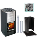 Harvia M3 16.5kW Wood-Burning Sauna Stove package with stainless steel chimney and sauna stones