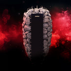 Harvia Spirit 6kW electric sauna heater with sauna stones on a dark red background