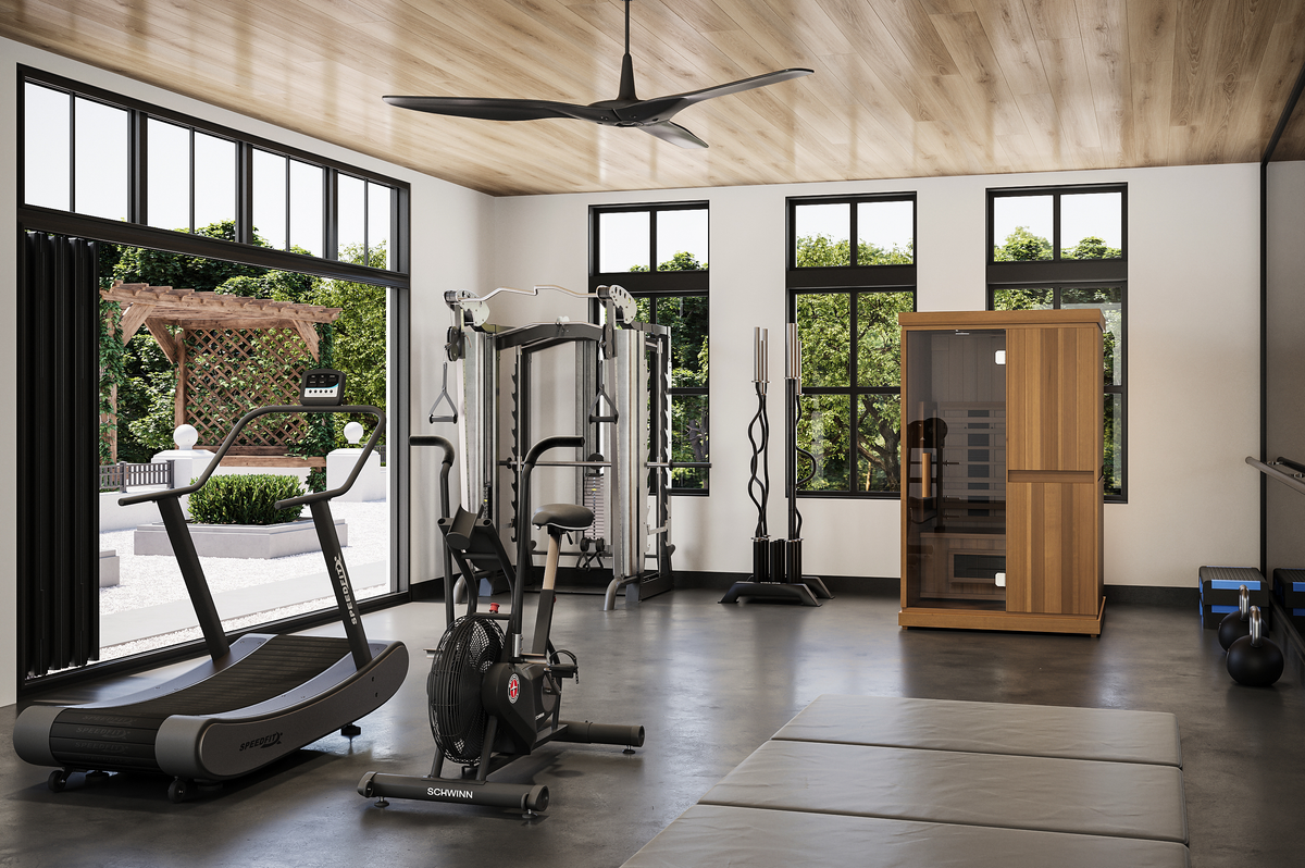 Finnmark FD-2 hybrid infrared sauna in a modern home setting