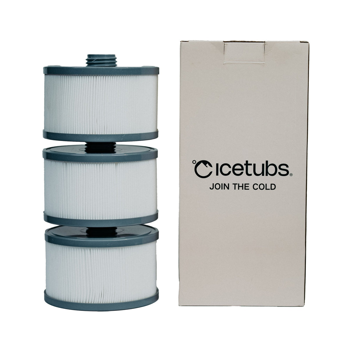 Icetubs replacement filters beside their packaging