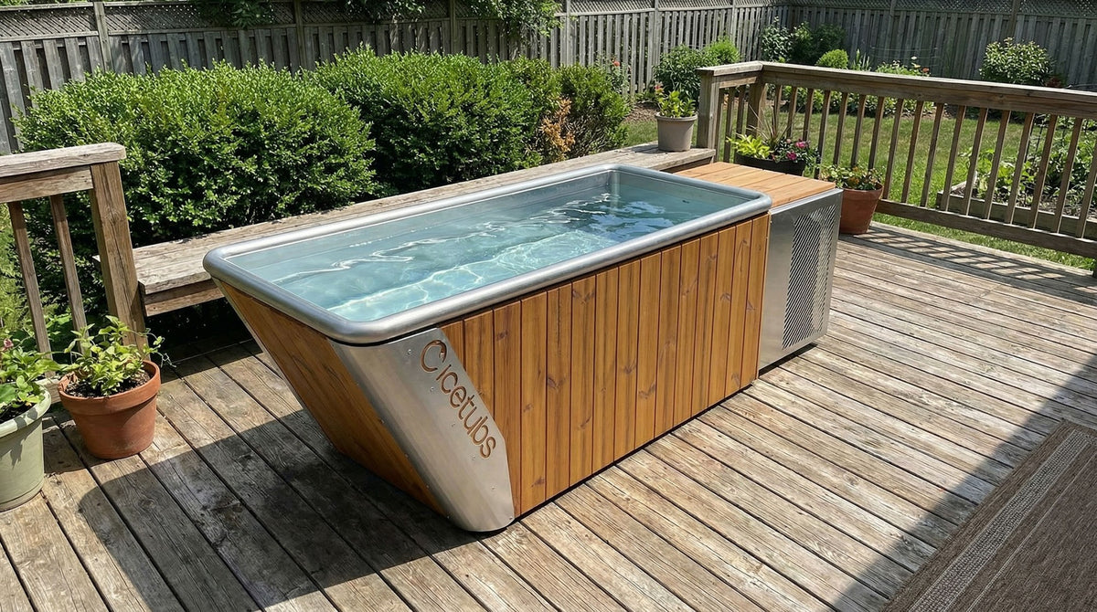 Icetubs IceBath cold plunge on a backyard deck