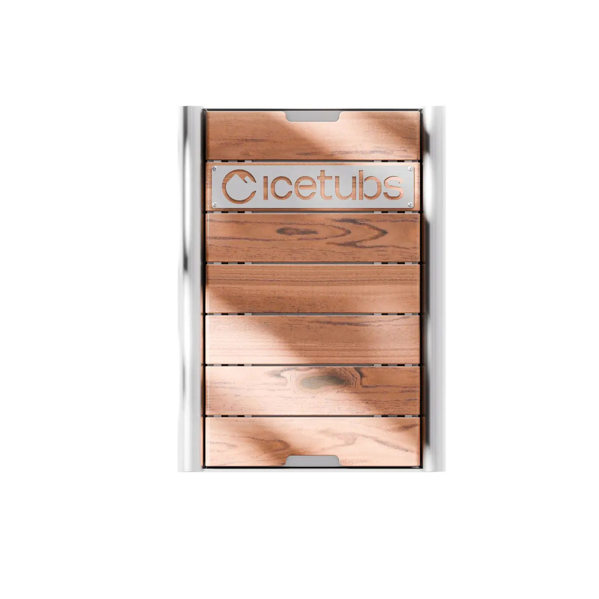 Icetubs small Thermowood and stainless drip tray, top view