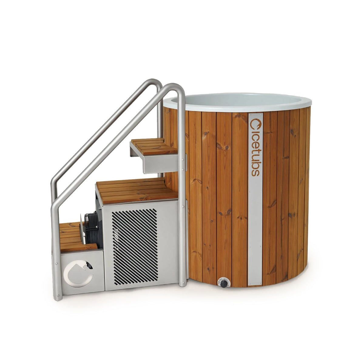 Icetubs IceBarrel XL cold plunge with stairs and handrails
