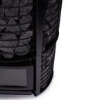 Close-up of the stone cage on the Narvi Inari Plus 16kW wood burning sauna stove