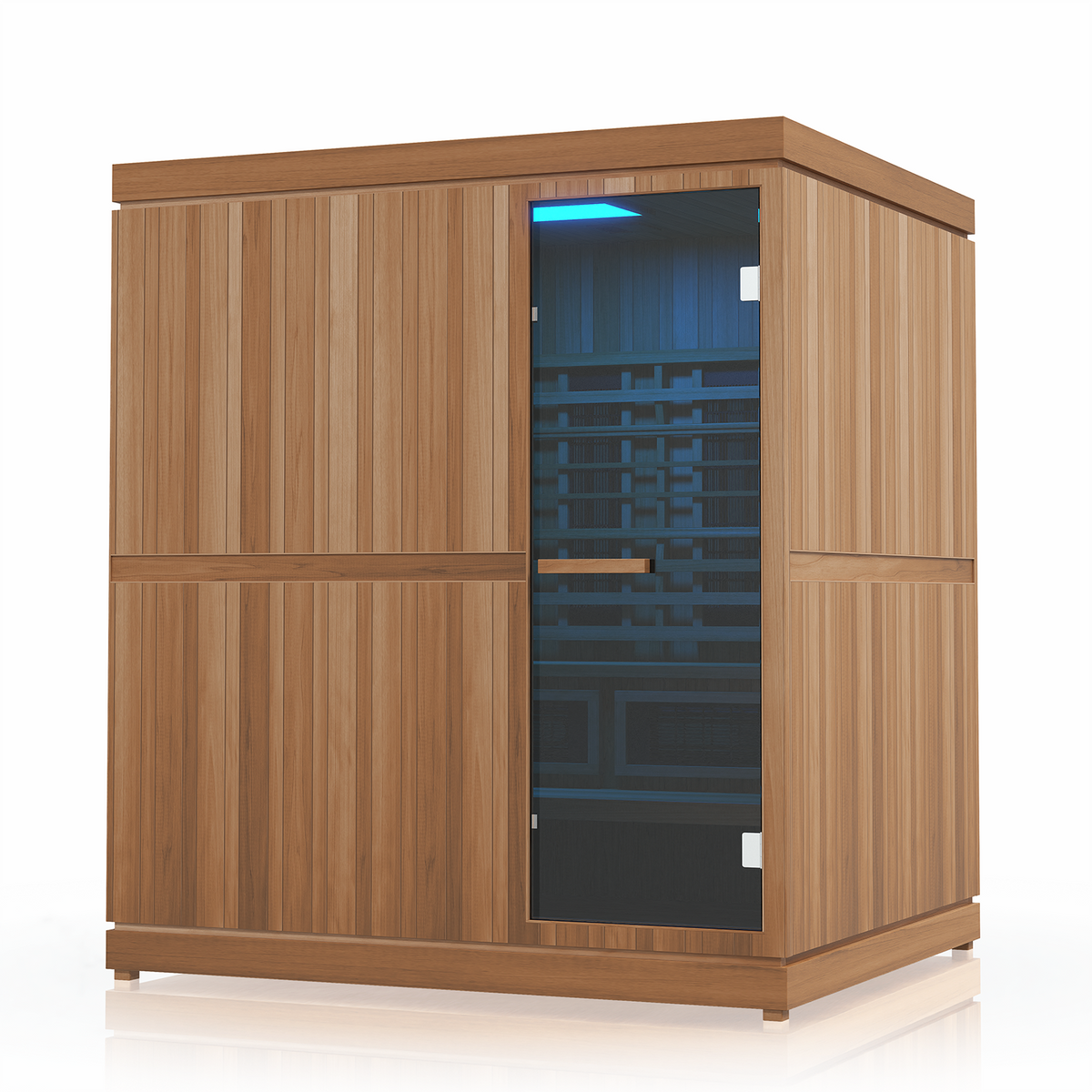 Finnmark Trinity hybrid sauna with blue chromotherapy light